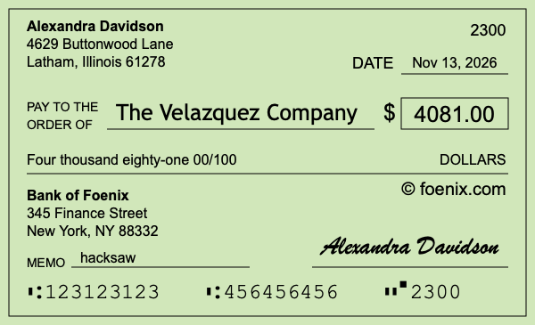 How to write a check for $4,081