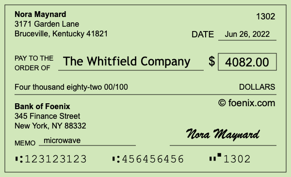 How to write a check for $4,082