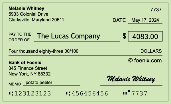 How to write a check for $4,083