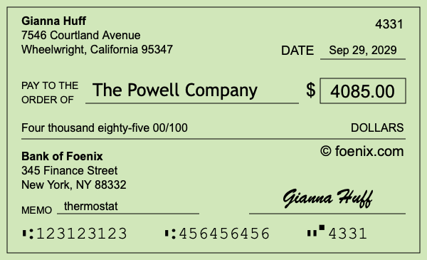 How to write a check for $4,085