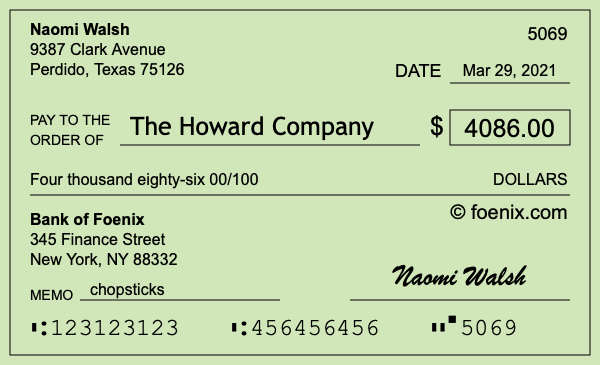 How to write a check for $4,086