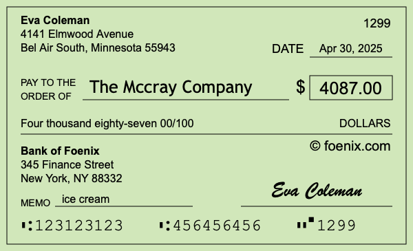 How to write a check for $4,087