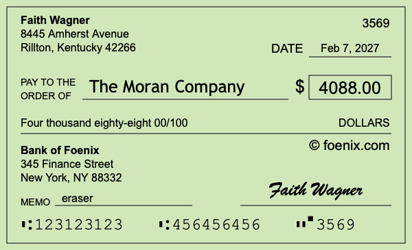 How to write a check for $4,088