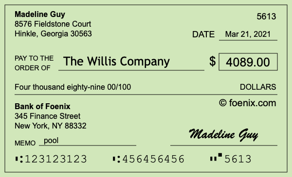 How to write a check for $4,089