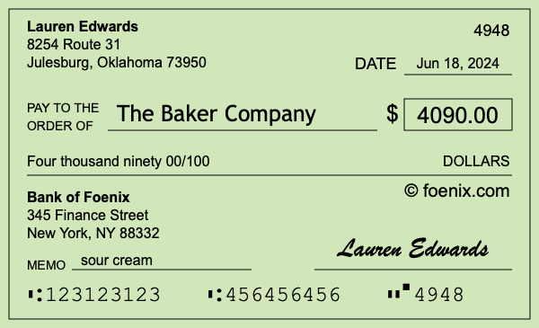 How to write a check for $4,090