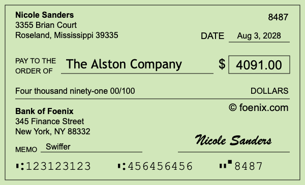 How to write a check for $4,091