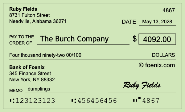 How to write a check for $4,092