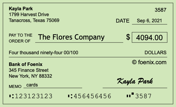 How to write a check for $4,094