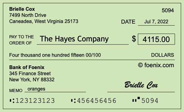 How to write a check for $4,115