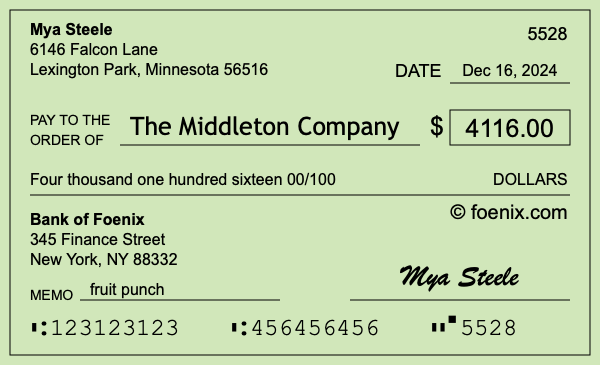 How to write a check for $4,116