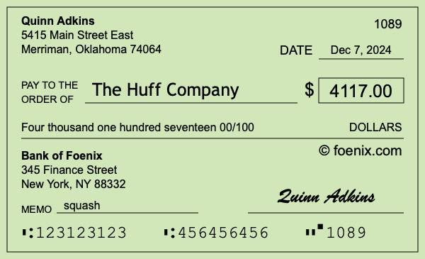 How to write a check for $4,117