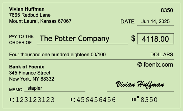 How to write a check for $4,118