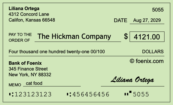 How to write a check for $4,121
