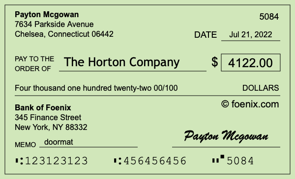 How to write a check for $4,122