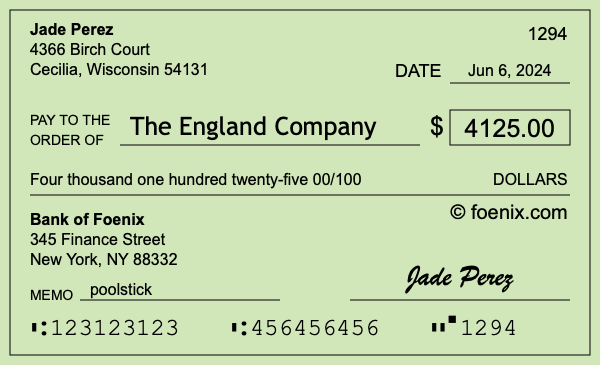 How to write a check for $4,125