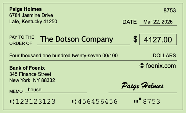How to write a check for $4,127