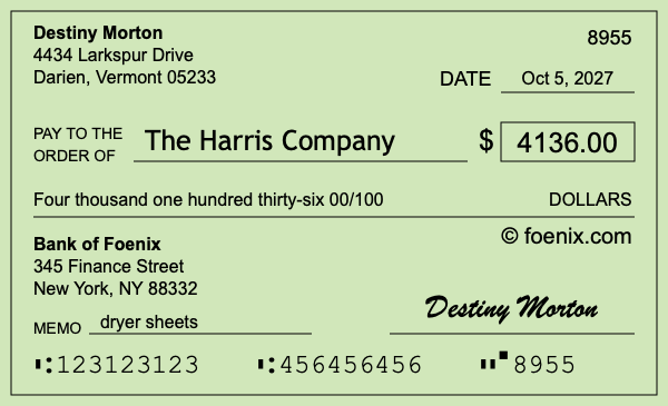 How to write a check for $4,136