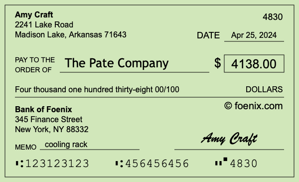 How to write a check for $4,138