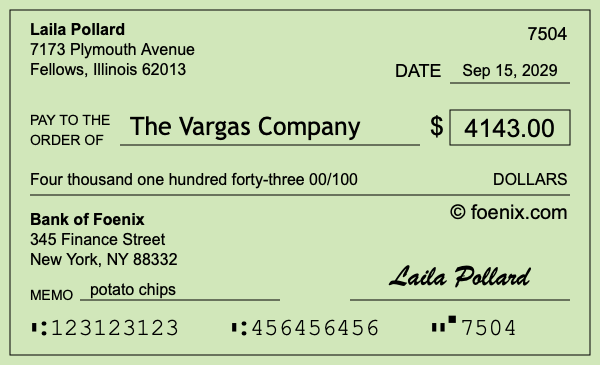 How to write a check for $4,143