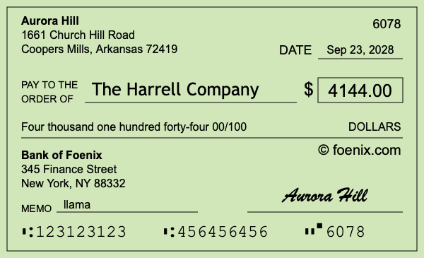 How to write a check for $4,144
