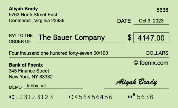 How to write a check for $4,147