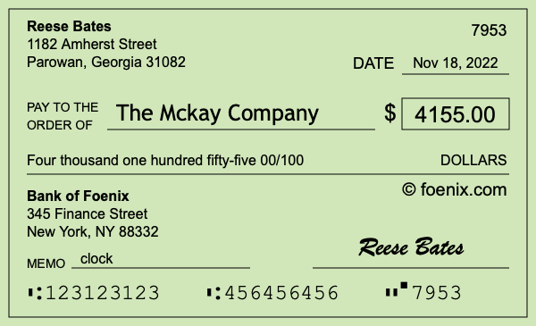 How to write a check for $4,155
