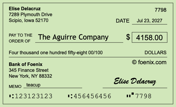 How to write a check for $4,158