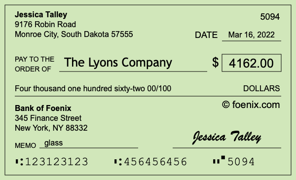 How to write a check for $4,162