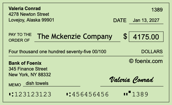 How to write a check for $4,175