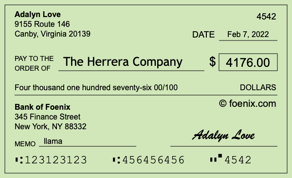 How to write a check for $4,176