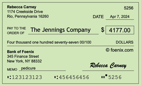 How to write a check for $4,177