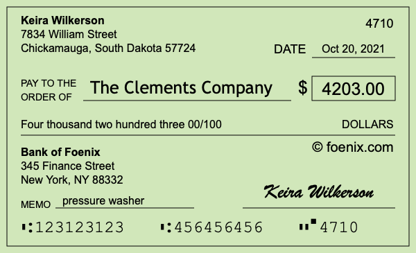 How to write a check for $4,203