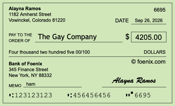 How to write a check for $4,205