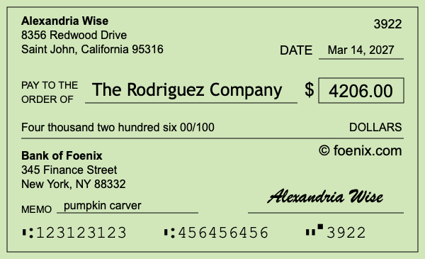 How to write a check for $4,206