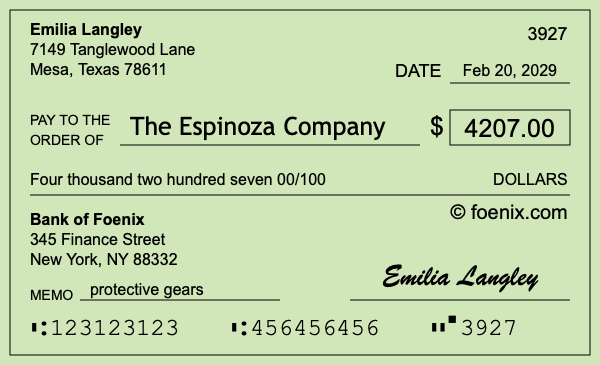 How to write a check for $4,207