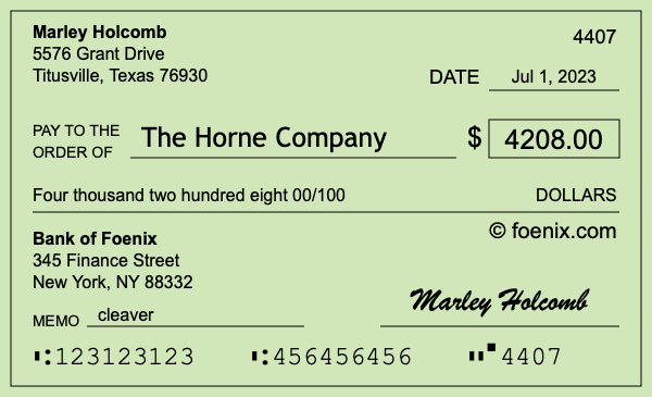 How to write a check for $4,208