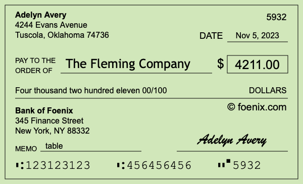 How to write a check for $4,211