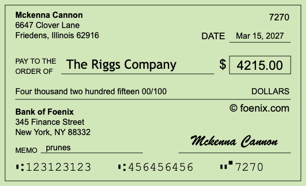 How to write a check for $4,215