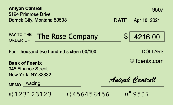 How to write a check for $4,216