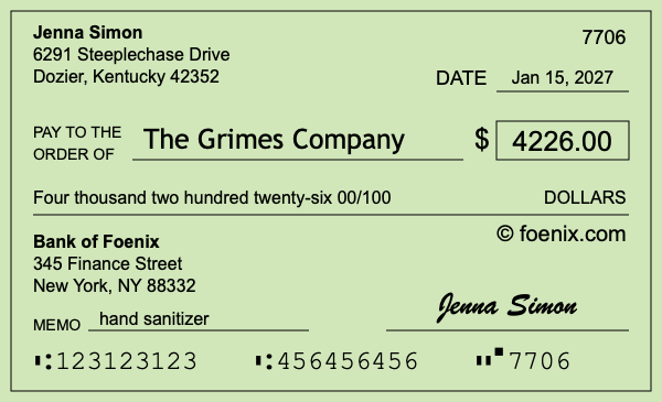 How to write a check for $4,226
