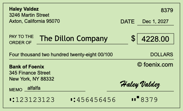 How to write a check for $4,228