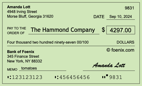 How to write a check for $4,297