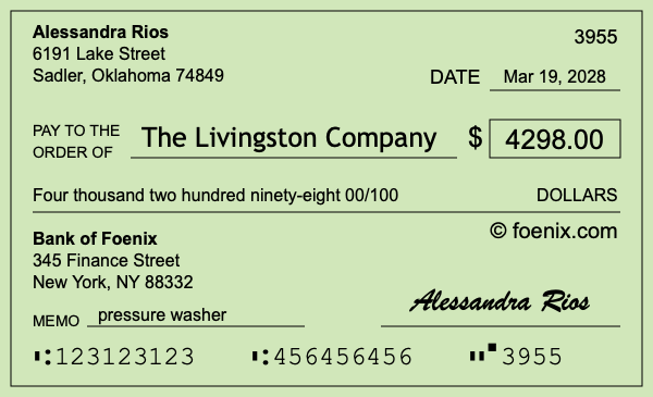 How to write a check for $4,298
