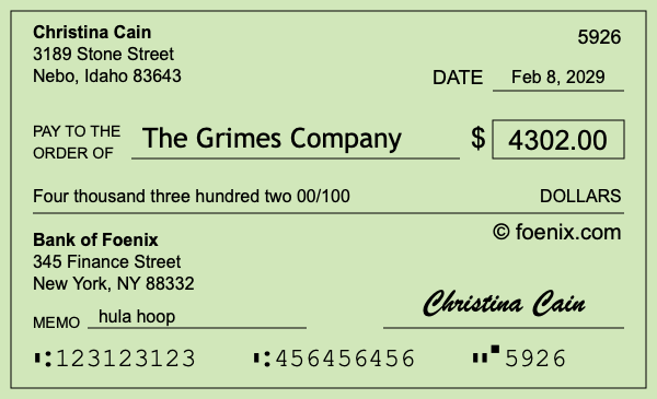 How to write a check for $4,302