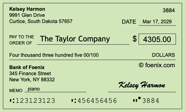 How to write a check for $4,305