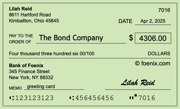 How to write a check for $4,306