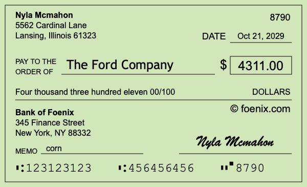 How to write a check for $4,311