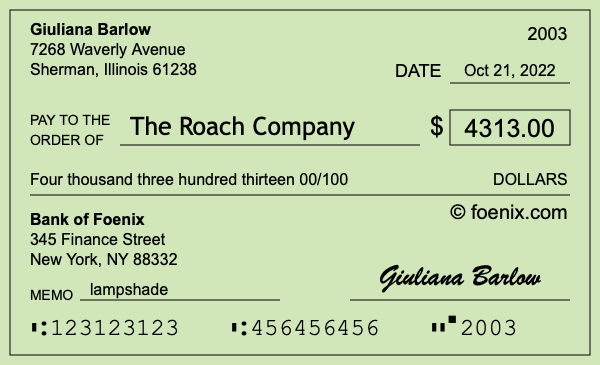 How to write a check for $4,313