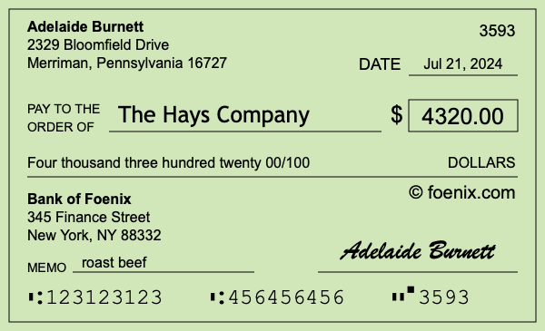 How to write a check for $4,320