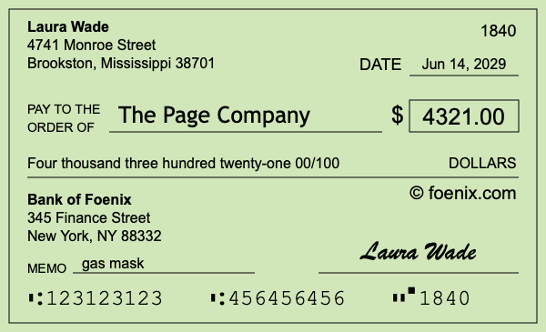 How to write a check for $4,321